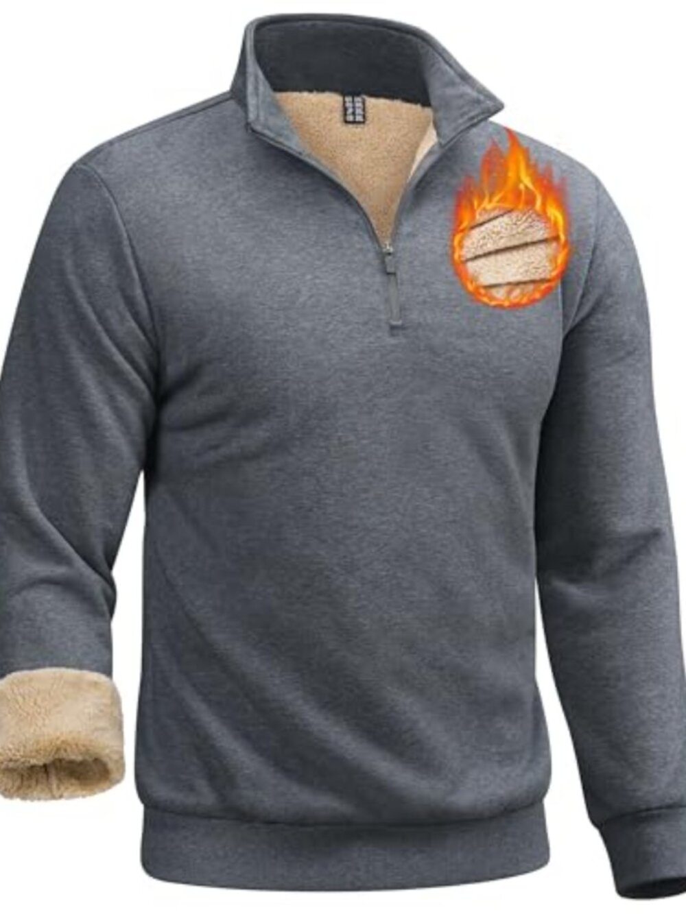 Men's Quarter Zip Sherpa Lined Sweatshirt Heavyweight Winter Pullover